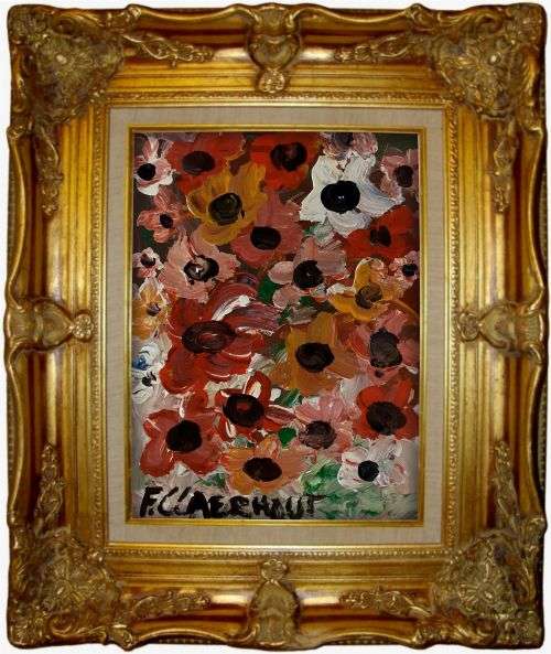 Frans Claerhout - FLOWERS - Acrylic on canvas. Signed and dated on back with COA