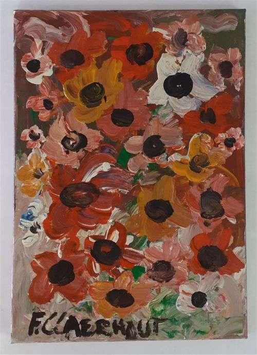 Frans Claerhout - FLOWERS - Acrylic on canvas. Signed and dated on back with COA