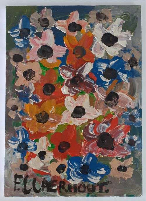 Frans Claerhout - FLOWERS - Oil on canvas. Signed and dated on back with COA