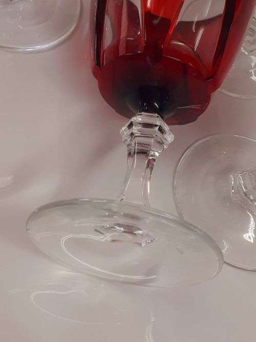 Cristal D`Arques Durand Gothic 4x Ruby Red France Cut To Clear Wine Glasses