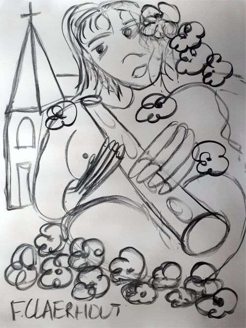 Frans Claerhout - NUDE WITH FLUTE - 65cm x 50cm (CHARCOAL). COA Included. MAKE AN OFFER!!!!