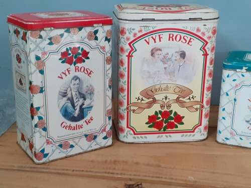 Collection of 4 Vintage Vyf Rose Afrikaans / English Tea Tins