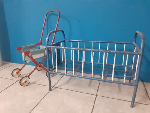 Vintage Toy Set, push pram and sleeping cot