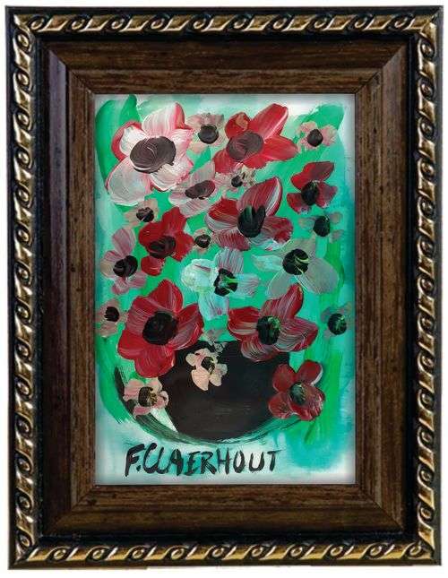 Frans Claerhout - FLOWERS - Acrylic on paper. Signed and dated on back with COA