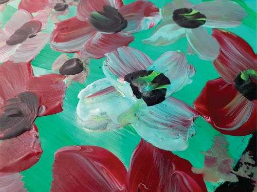 Frans Claerhout - FLOWERS - Acrylic on paper. Signed and dated on back with COA