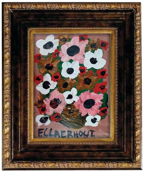 Frans Claerhout - FLOWERS - Oil and Acrylic on board, come with COA