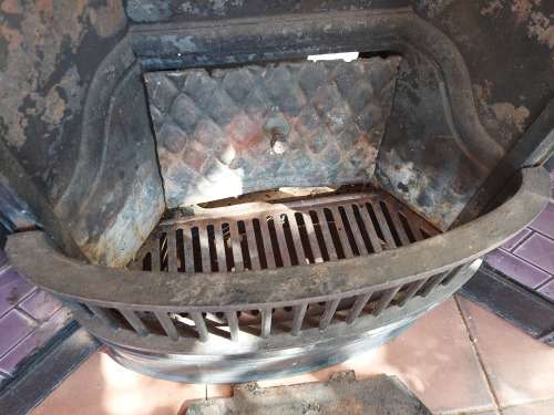Antique Cast Iron Fireplace With Wooden Mantle Piece