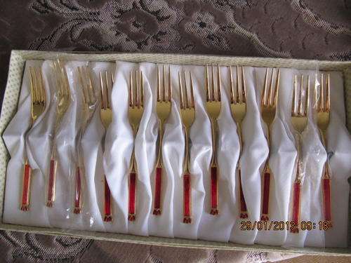 gold plated cake forks