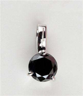 Beautiful 4.30ct Certified Black Diamond Sterling Silver Pendant Round Cut. Free Certificate