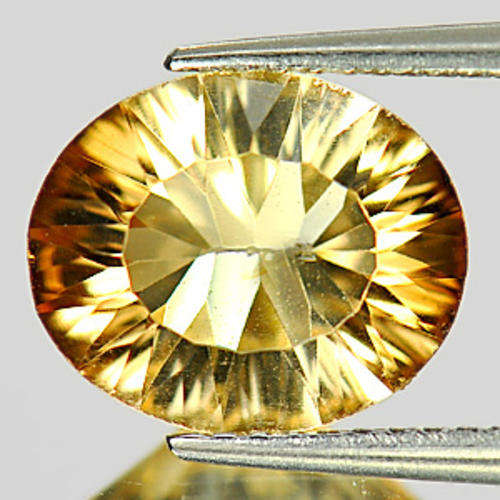 3.45ct Dazzling Natural 100% Concave Champagne Topaz, Oval Cut