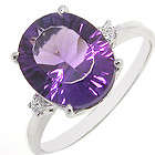 5.6ct Purple Amethyst Set In White Gold Plate 925 Sterling Silver Ring. Fantastic