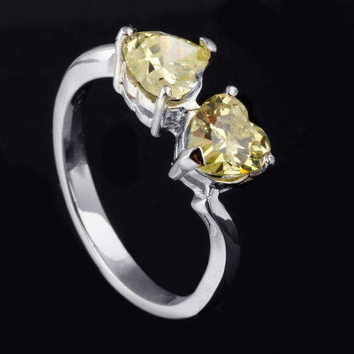 1.60ct Double Yellow Citrine (white gold plate) 925 Sterling Silver Ring. Stylish
