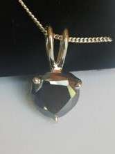 4.27ct Certified Black Diamond Sterling Silver Pendant Trillpon Cut With Chain. Free Certificate