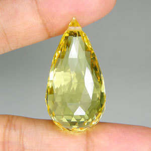 !!WOW!! 49.38ct STUNNING LEMON QUARTZ BRIOLETTE (DRILLED)