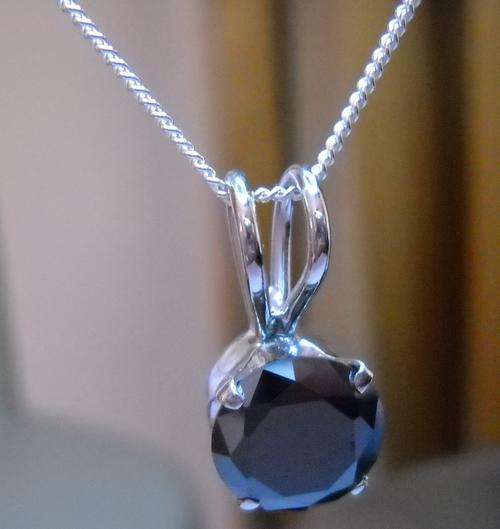 4.10ct Certified Black Round Cut Diamond Sterling Silver Pendant Round Cut With Chain. Certificate