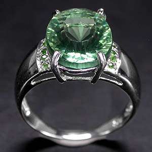 *Natural Gem* AAA Fluorite & Tsavorite Garnet.(14k White Gold Plate)925 Sterling Silver,Breathtaking