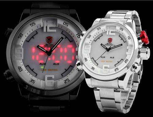 Black Shark LCD Digital Date Time Alarm Analog Mens Black Dial Sport Quartz Watch. Good Buy,
