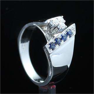 Unique Diamond & Sapphire Engagement Ring .30ct (total) Diamonds set in 10k White Solid Gold.
