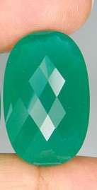 21.44ct Dazzling Natural Oval Checkerboard Cut Untreated Green Jade