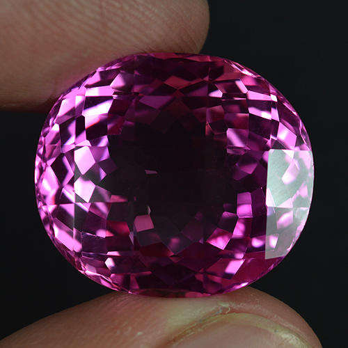 40.3ct Dazzling Oval Checkerboard Cut Pink Topaz,