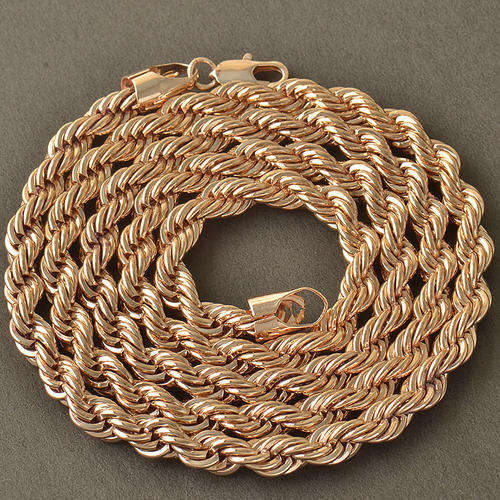 Fashion Jewelry Mens 9k Rose Gold Filled Rope Chain Necklace. Lovely