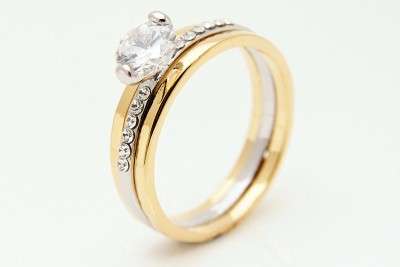 White Sapphire Set In 10k Yellow Gold Filled Ring. Fantastic