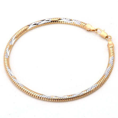 Handsome Yellow And White 18k Gold Filled Mens Bracelet. Lovely