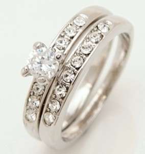 White Sapphire Set In 10k White Gold Filled Ring Set. Sz 10 Fantastic