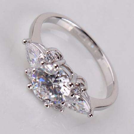 Special 18k white gold filled popular lady nice white sapphire ring Sz7/O