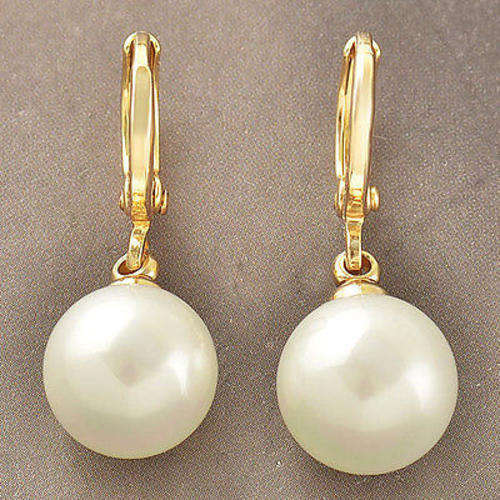 Stylish 9K Solid Gold Filled Pearl Women's Dangle Earrings, 138