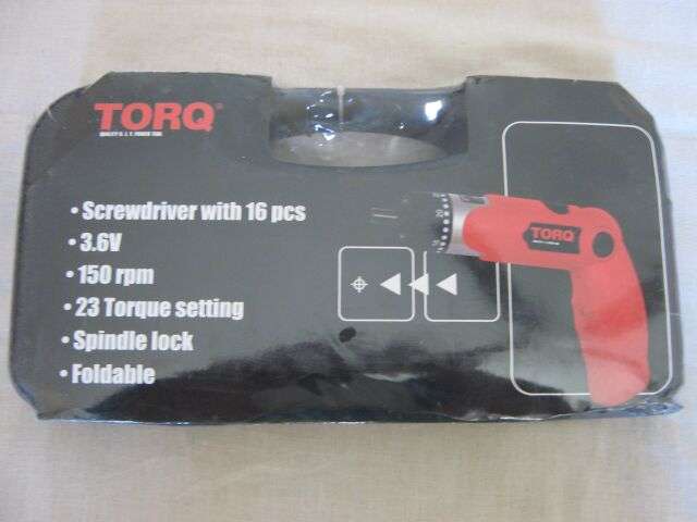 Cordless Screwdriver. Rechargeable and adjustable + with 16 bits + in carry case