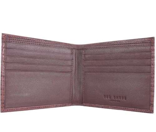 Ted Baker Stevset Billfold Wallet and Card Holder Set - Oxblood Burgundy
