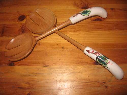 Beautiful wooden salad servers