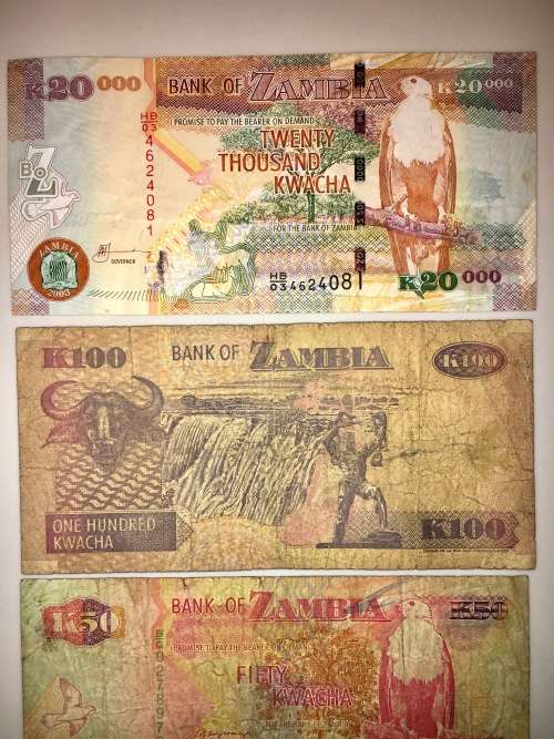 SET OF 4 X ZAMBIA KWACHAS 20,000 TO 2 KWACHA[1 bid takes all]