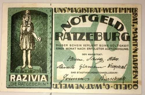 GERMANY 50 PFENNIG SCHLESWIG RATZEBURG HIGH GRADE NOTE
