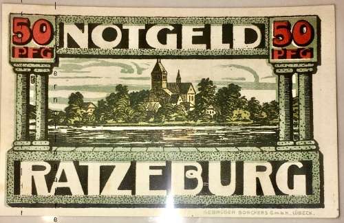 GERMANY 50 PFENNIG SCHLESWIG RATZEBURG HIGH GRADE NOTE