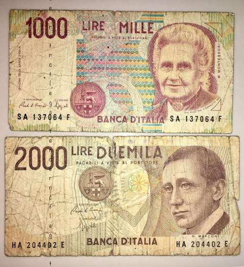 ITALY X2,,,,1000 LIRE & 2000 LIRE