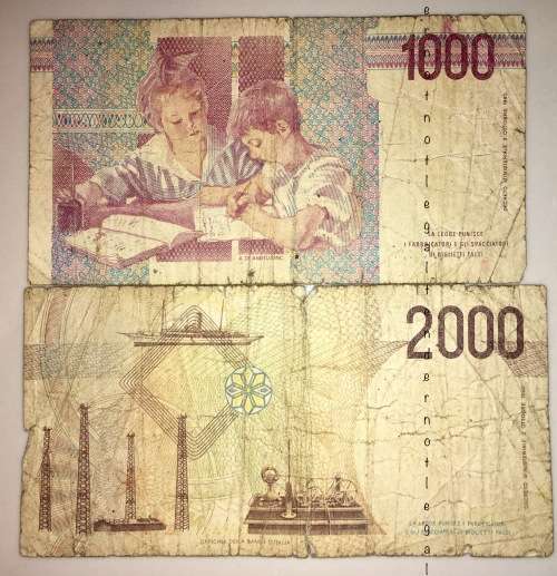 ITALY X2,,,,1000 LIRE & 2000 LIRE