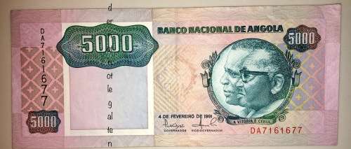 5000 KWANZA 1991  ANGOLA  EF CONDITION