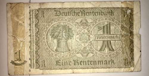 GERMAN EMPIRE 1 RENTENMARK 30 JAN 1937 NAZI 3RD REICH