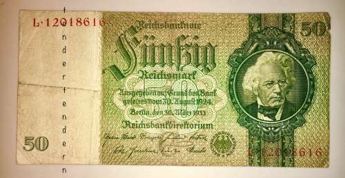 GERMAN EMPIRE 50 REICHSMARK 1933 BERLIN NAZI