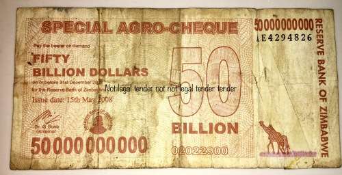 50 000000000 DOLLARS ZIMBABWE 2008