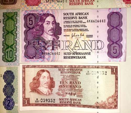 COMPLETE SET OF JAN VAN RIEBEEK 1973 DE KOCK HIGH GRADE NOTES UNC-AUNC [1 BID TAKES ALL]