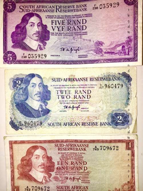 COMPLETE SET OF 4 X TW DE JONGH NOTES 1966 R10 R5 R2 R1 [1 BID TAKES ALL]