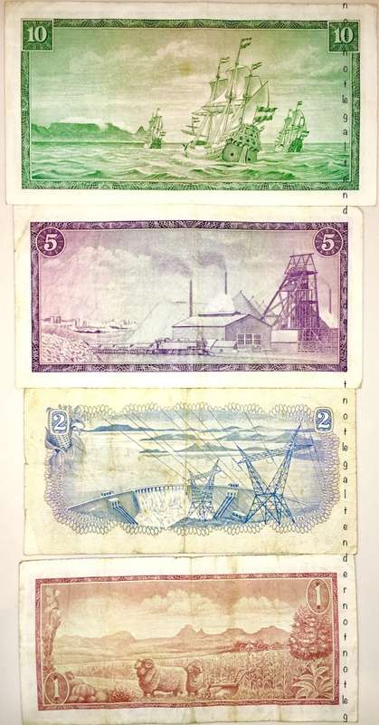 COMPLETE SET OF 4 X TW DE JONGH NOTES 1966 R10 R5 R2 R1 [1 BID TAKES ALL]