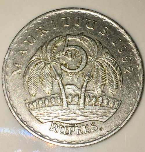MAURITIUS 5 RUPEES 1992
