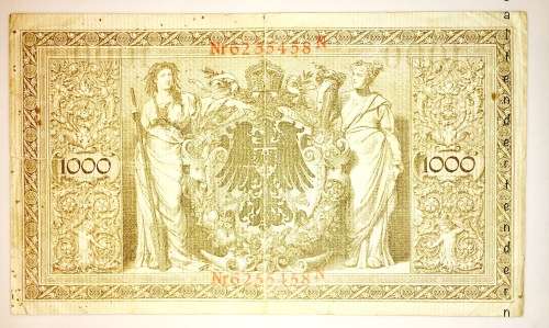 GERMANY 1000 MARK 21 APRIL 1910 BERLIN  BIG NOTE RED SEAL