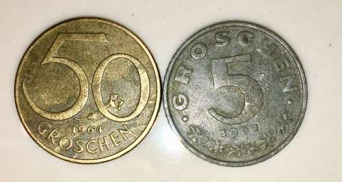 AUSTRIA 50 GROSCHEN 1964 5 GROSCHEN 1951