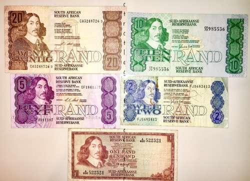 SET OF JAN VAN RIEBEECK R20 TO R1 ( 1 BID TAKES ALL)