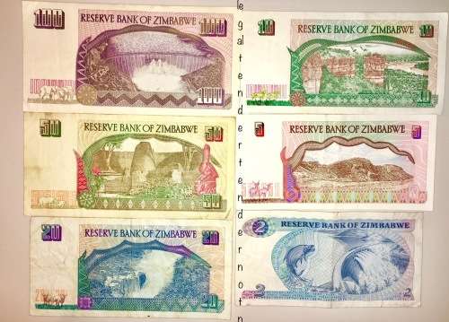 SET OF 6 X $100 TO $2 ZIMBABWE 1983-1997(1 BID TAKES ALL)
